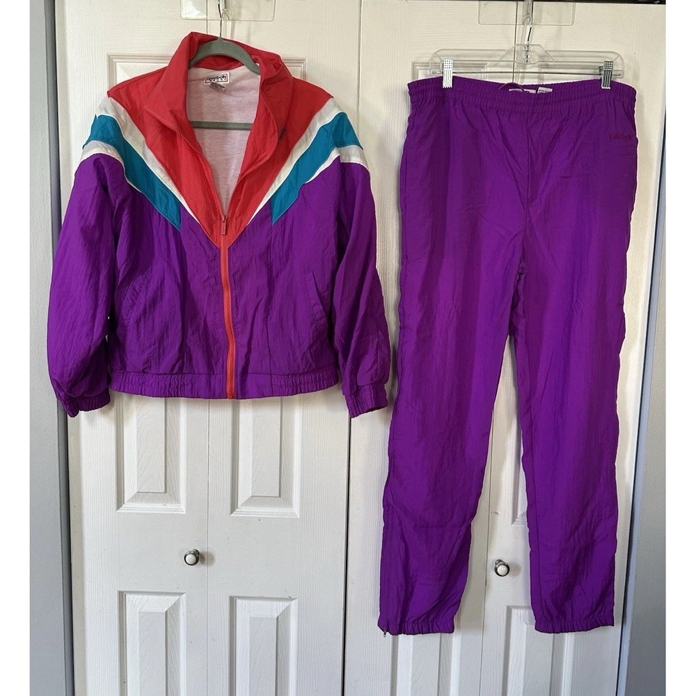 VTG Reebok Track Suit Women Med 90s Blue Purple Pink Colorblock Y2K Pants